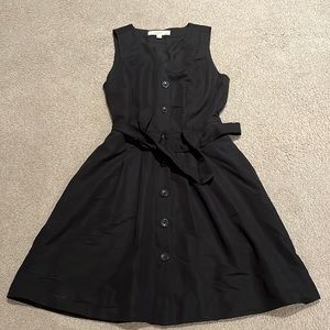 THE LOFT A line button down black dress